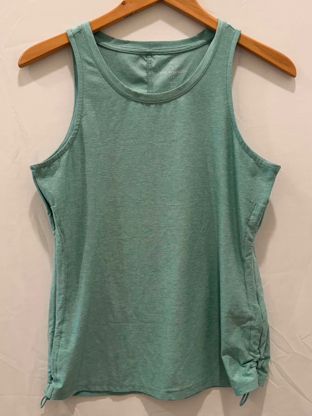 We Wander Women Lightweight Mint Tank Top with Side Tie Size S